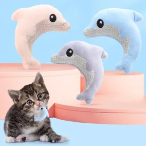 Cute stuffed baby dolphin with catnip toy